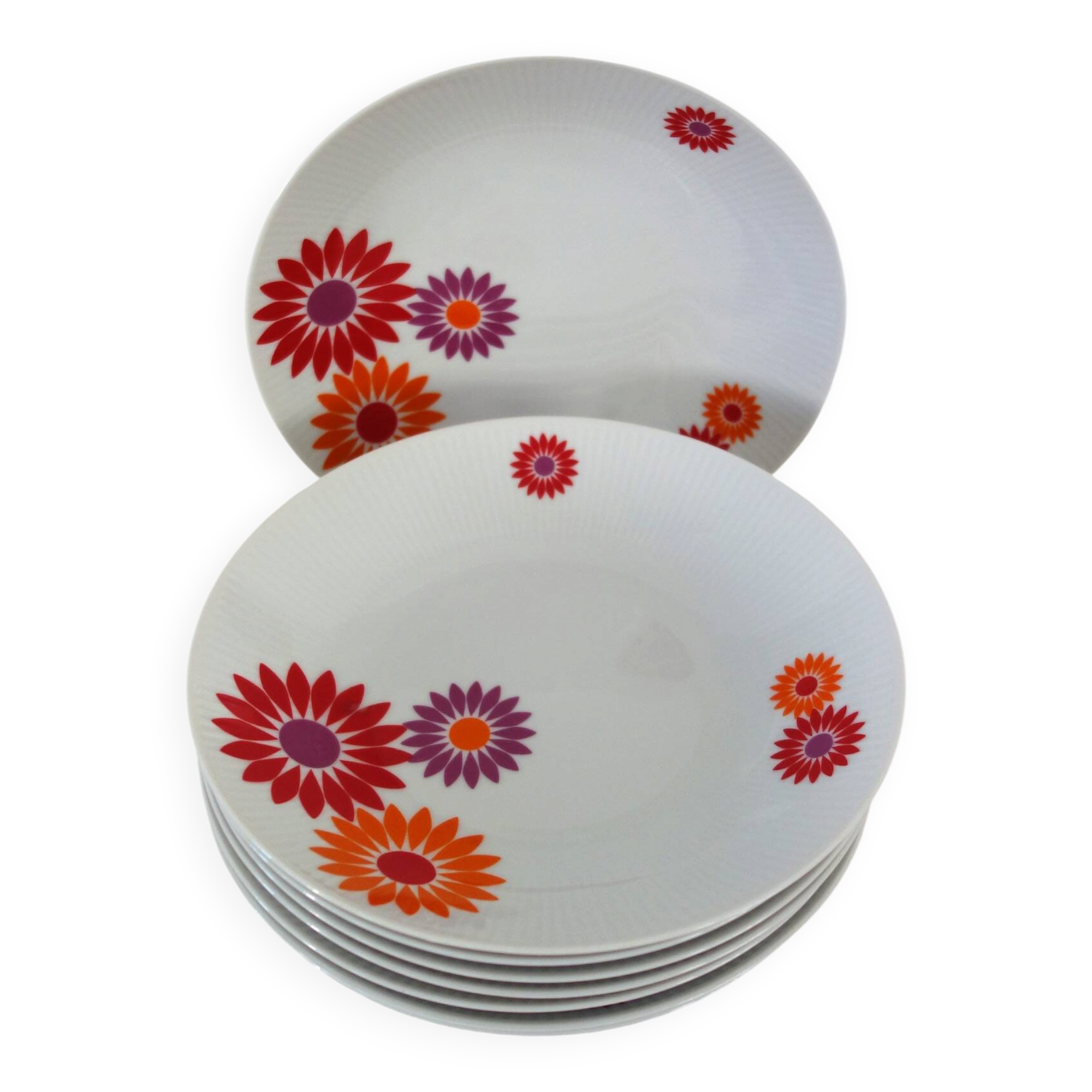 8 Assiettes Creuses Seltmann Weiden West Germany 70's