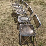Lot 5 folding chairs in brown plexiglass 70s