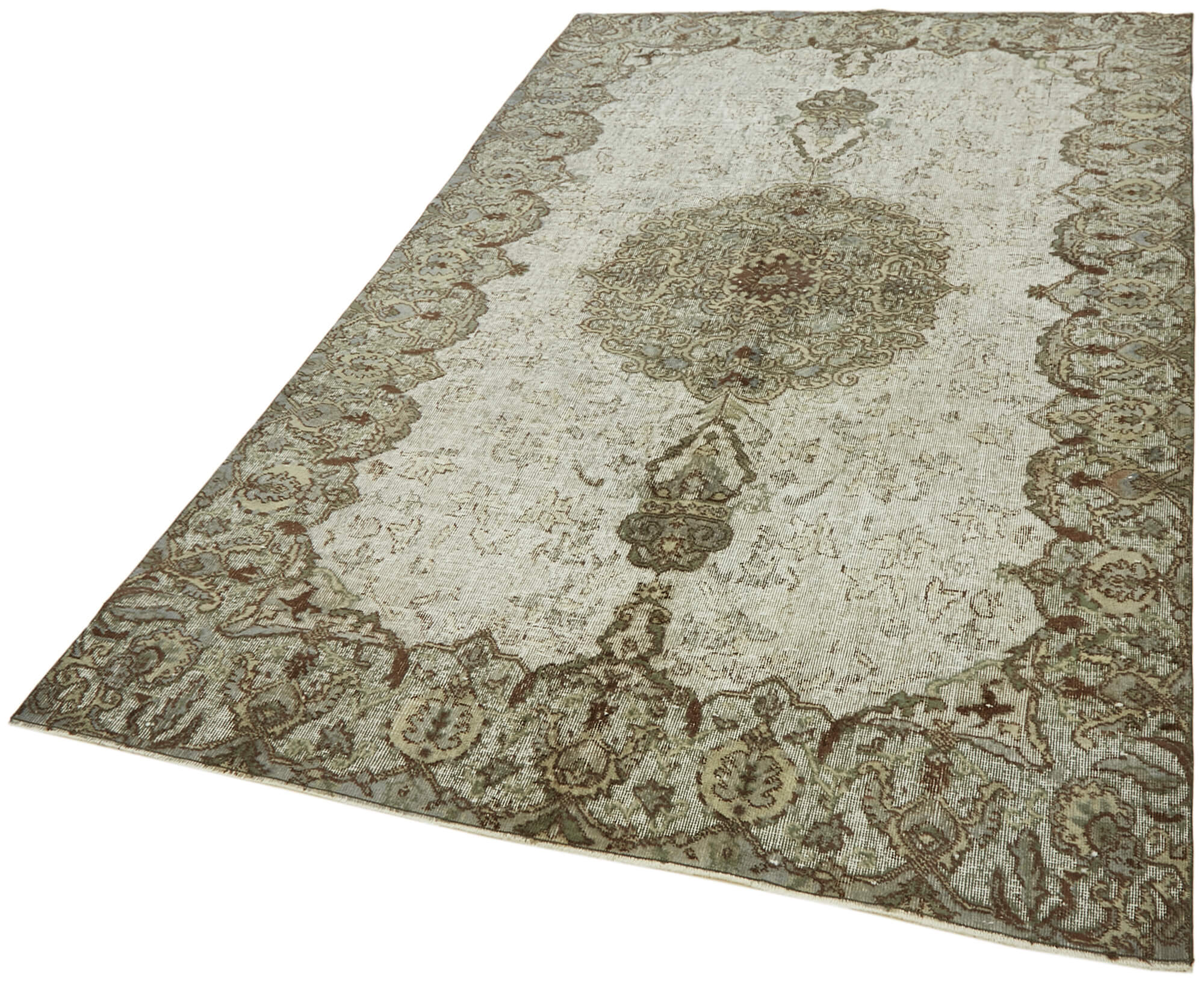 Handwoven overdyed turkish 1970s 185 cm x 276 cm grey carpet