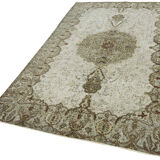 Handwoven overdyed turkish 1970s 185 cm x 276 cm grey carpet