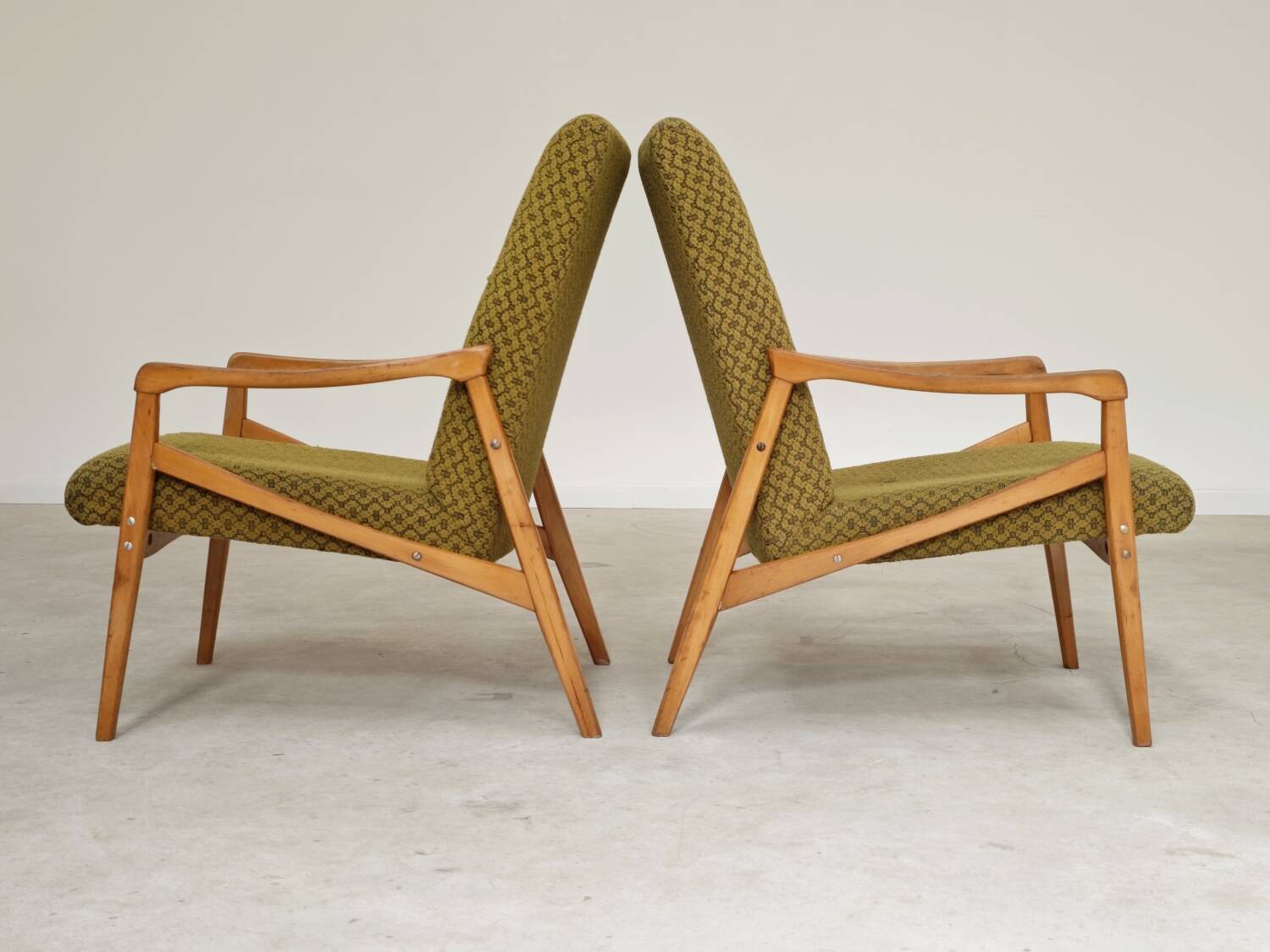 Pair of light green armchairs by Jiri Jiroutek for Interier Praha, 1960