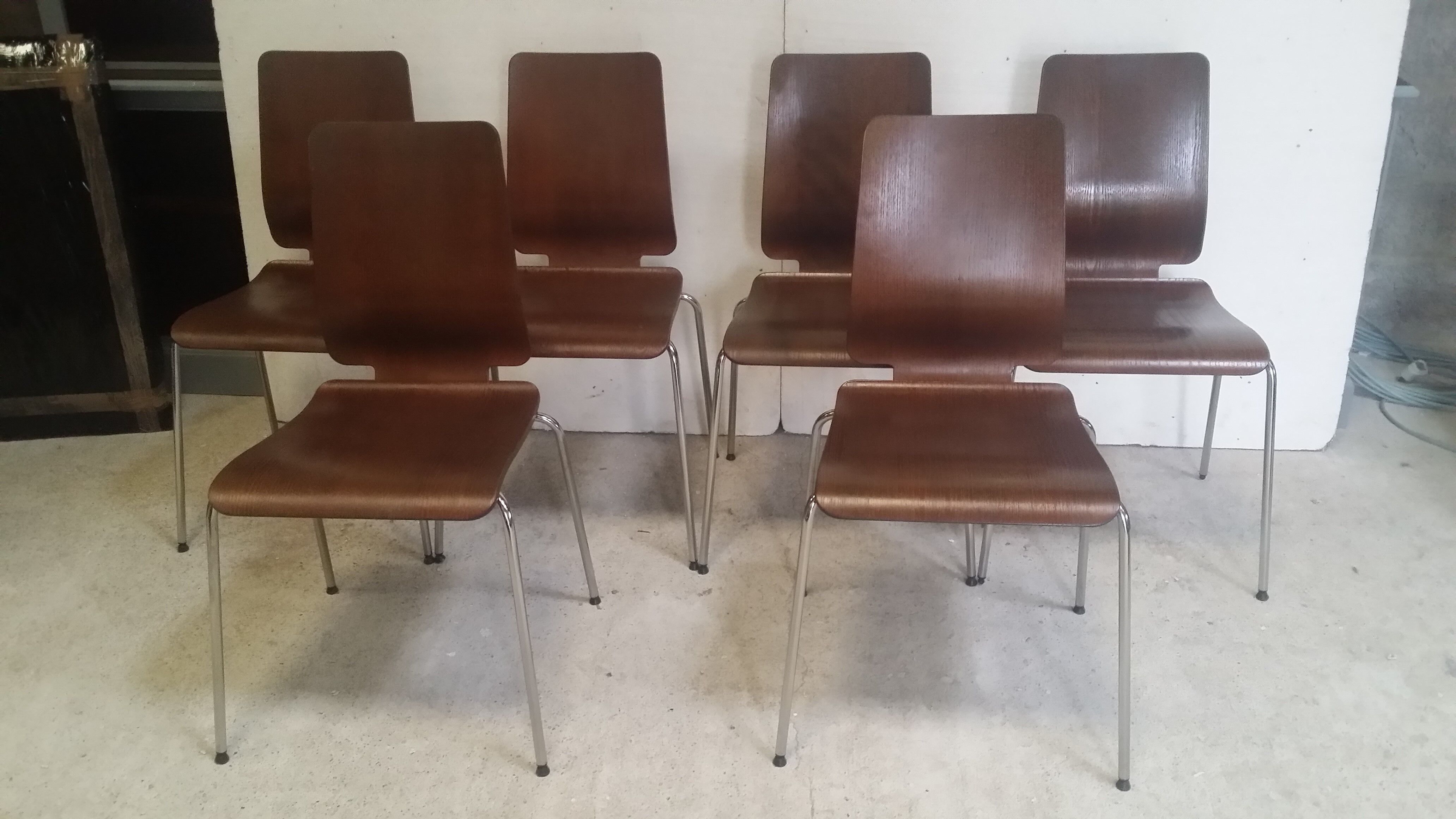 Set of 6 Danish thermoformed chairs