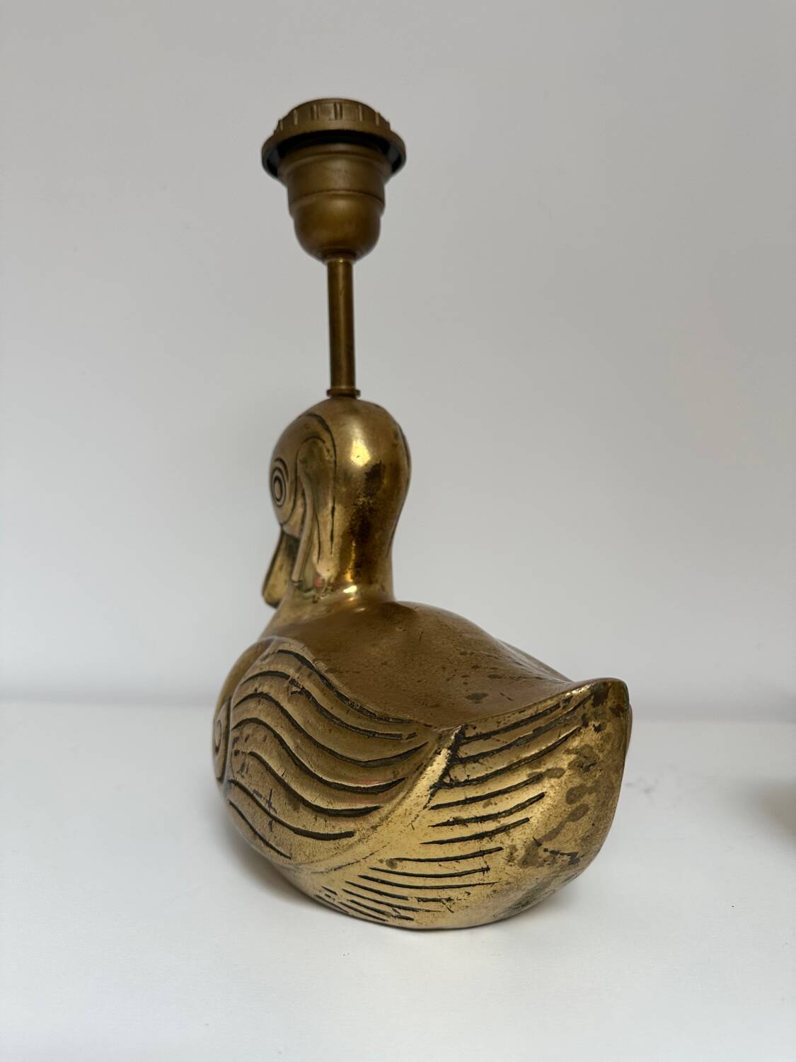 Pair of brass duck lamps, 1980