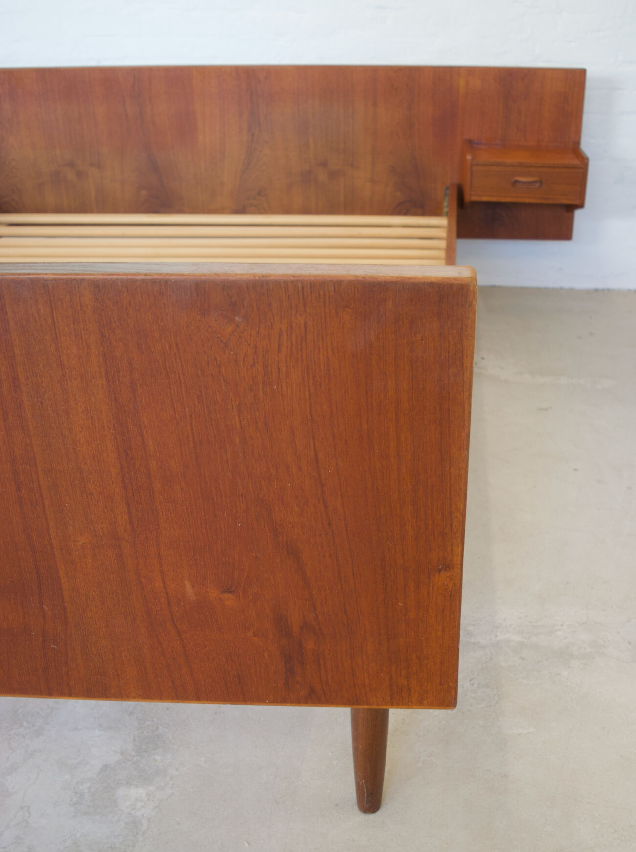 Danish Mid-Century Teak Floating Double Bed, 1950's.