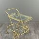 Rolling table cart in brass and glass, 20th century
