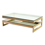 Belgo-Chrom Architectural G-Table 23-Carat Goldplated with Glass Tops 1970s