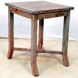 Burmese teak sofa end with original green patina