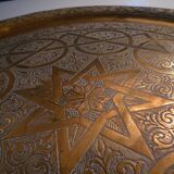 Old copper tray, chiseled, Moroccan