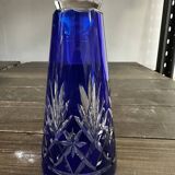 Carafe Art-Deco - Cristal Saint-Louis - Taillé et Bleu Cobalt H 22 cm