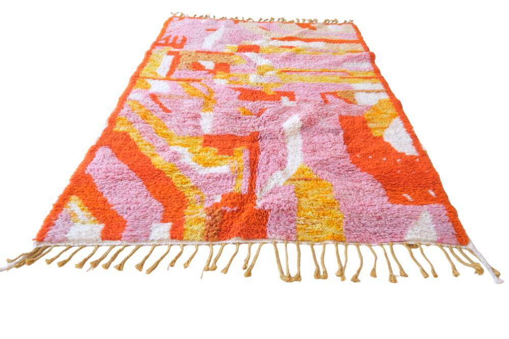 Boujad. tapis marocain rose et orange, 192 x 280 cm