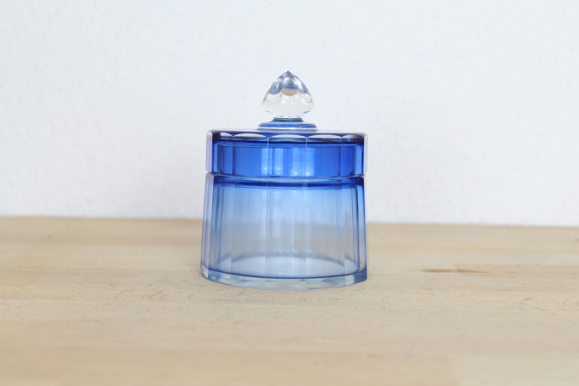 Blue Bohemian crystal toilet jar bottle, glass