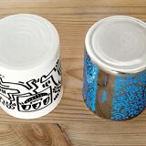 Paire de pots Keith Haring en opaline