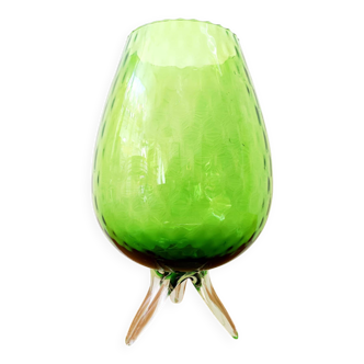 Green Empoli glass tealight vase