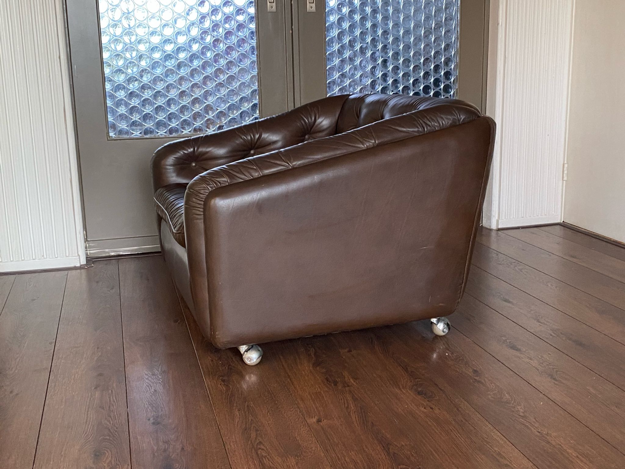 Vintage leather armchair C610 by Geoffrey Harcourt for Artifort, 1960s