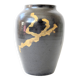 Vintage ceramic vase, black and gold, Japandi style
