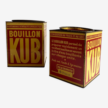 Square metal boxes Bouillon Kub with lids