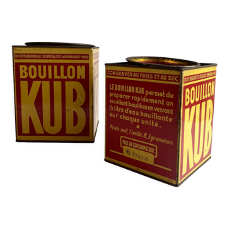 Square metal boxes Bouillon Kub with lids