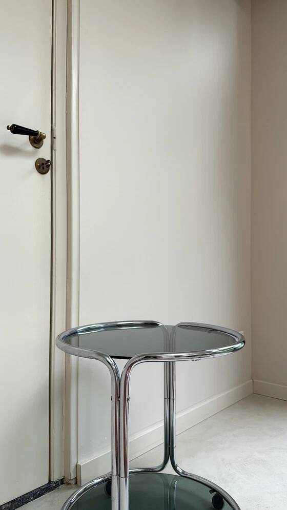 Vintage round chrome trolley / serving cart