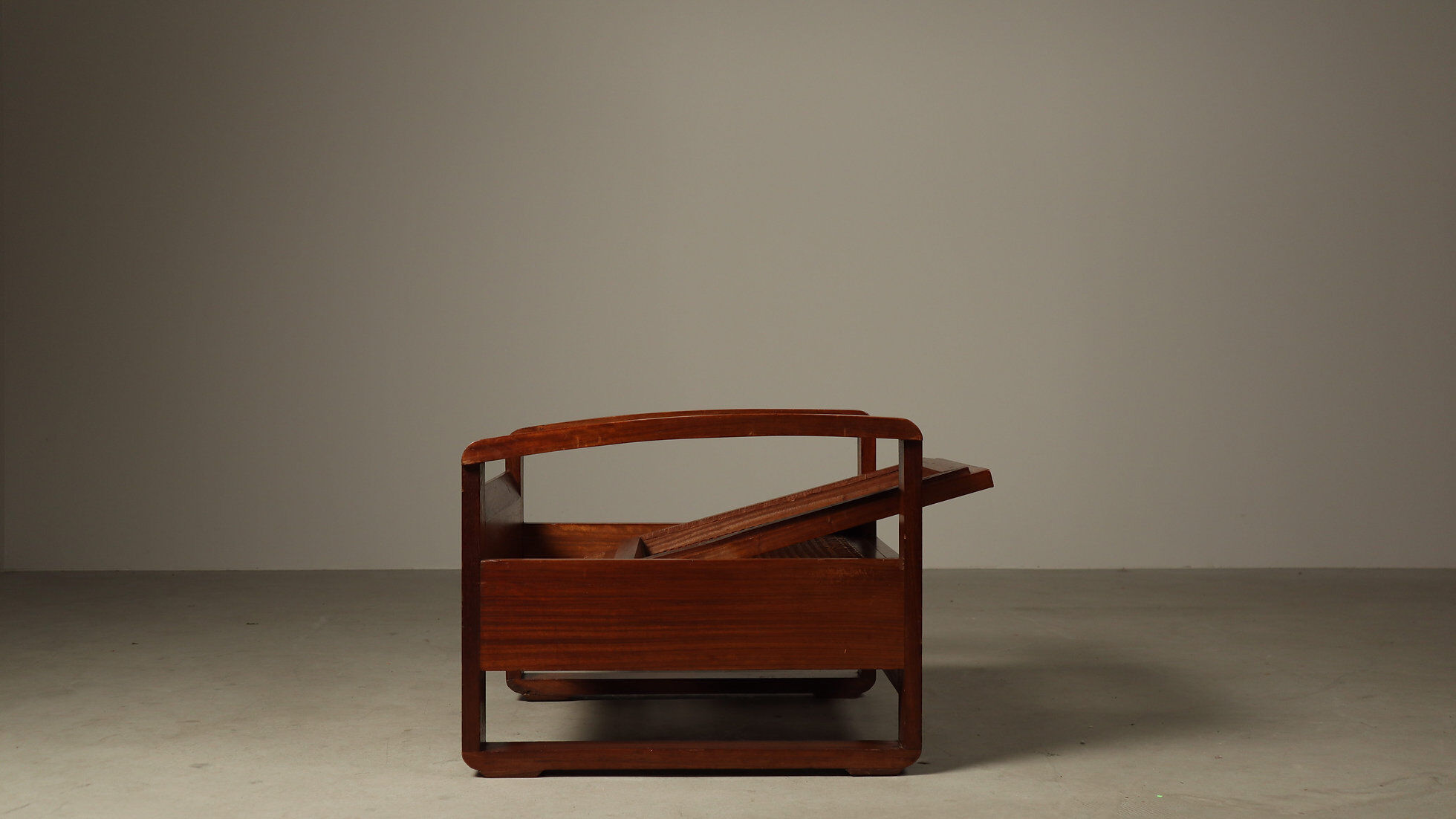 Mid-century architectural teak lounge chair with cane seat, 1950s
