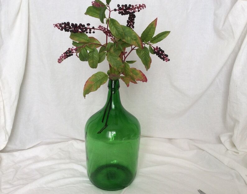 Dame Jeanne en verre vert émeraude