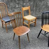 Series of 6 mismatched vintage chairs