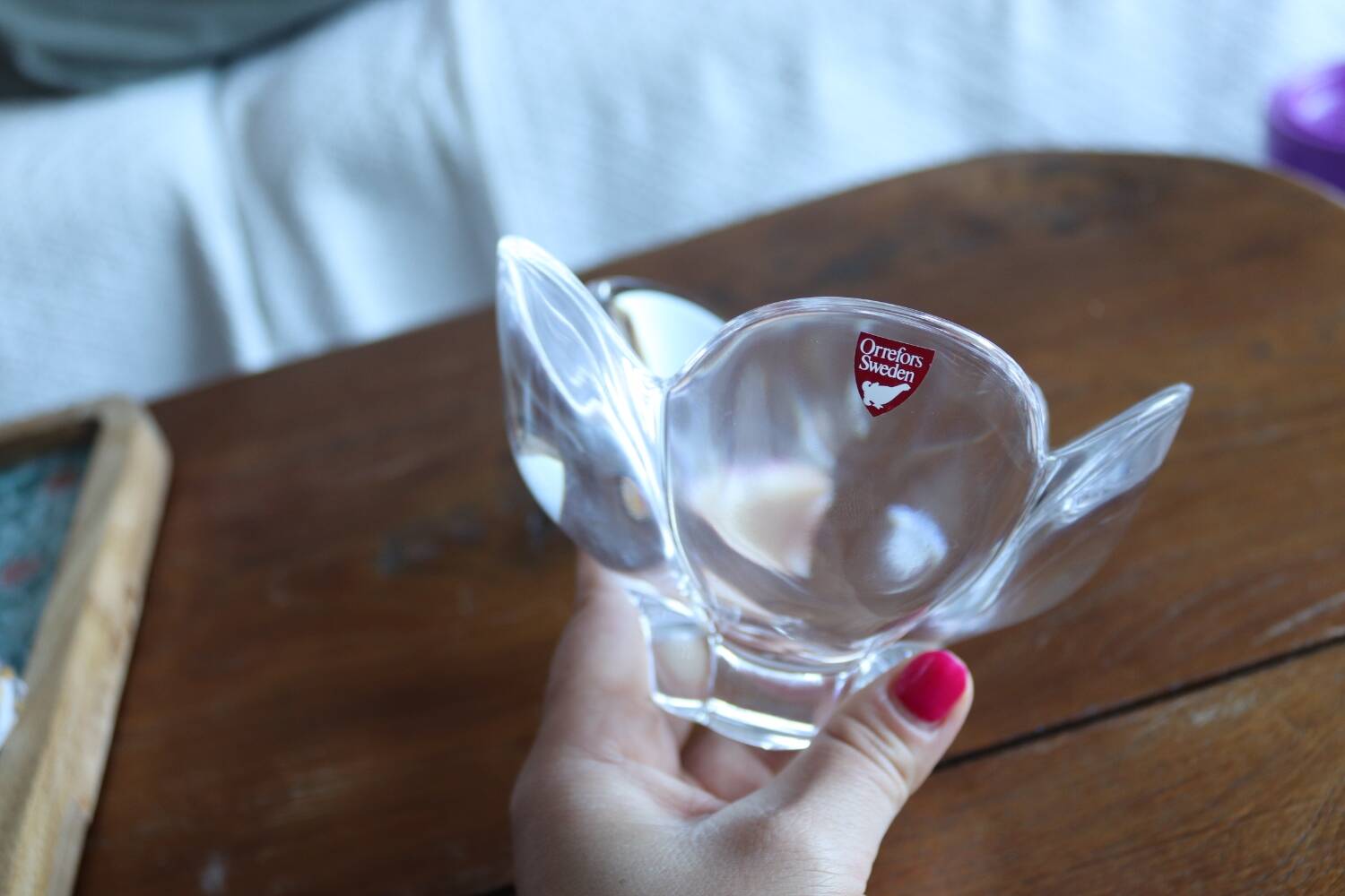 Orrefors Sweden Crystal Flower Bowl | Selency