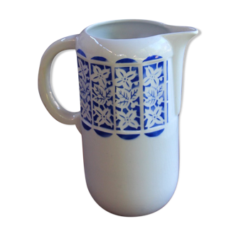 Luneville white and blue ceramic pitcher
