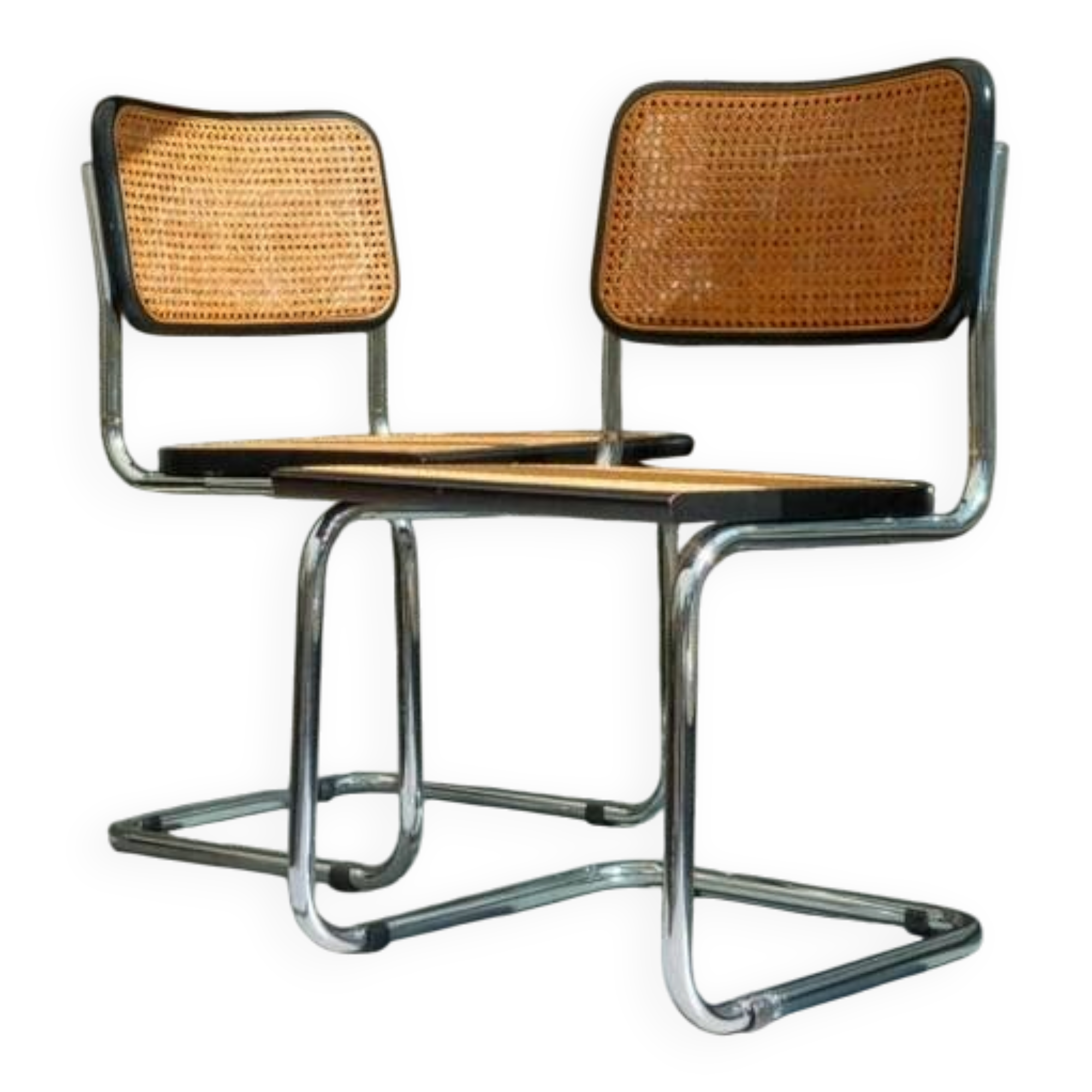Pair of black Cesca chairs B32 Marcel Breuer