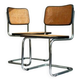 Pair of black Cesca chairs B32 Marcel Breuer