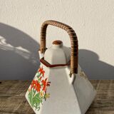 Japanese teapot 80s with flower and bamboo decoration