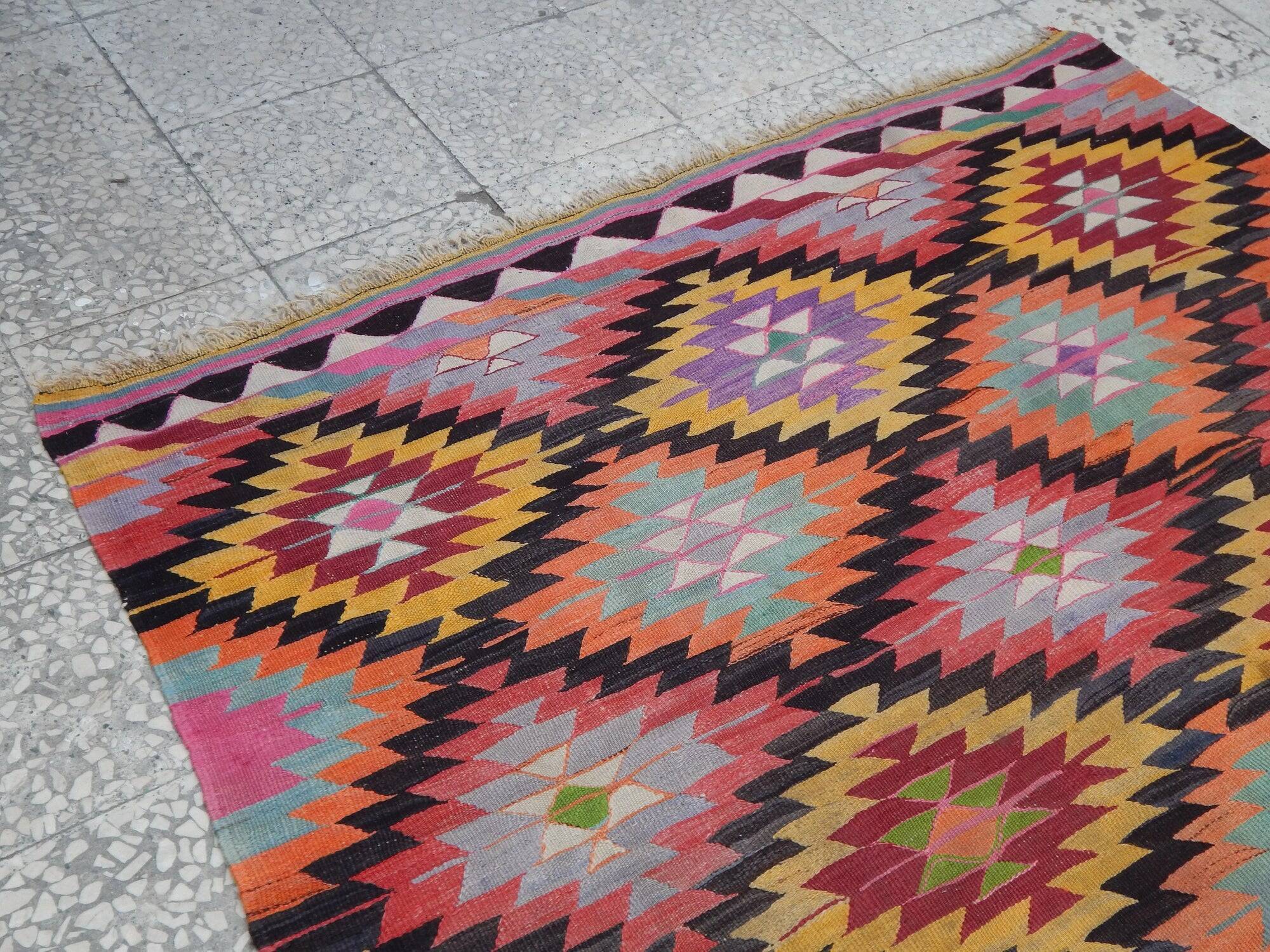 Kilim turc vintage tissé main 165x291 cm