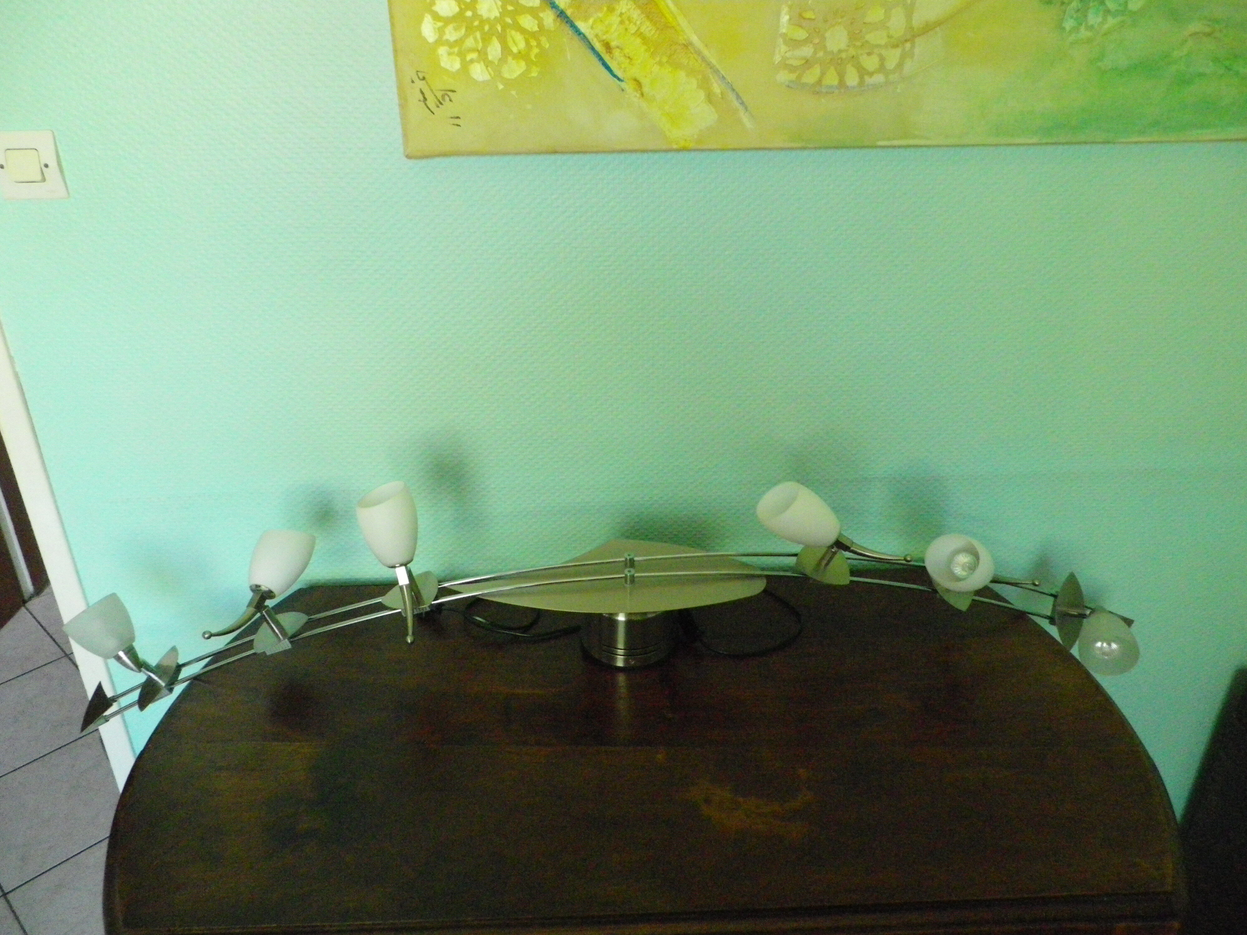 "Paulmann" 1m40 design hanging 6 lights anodized aluminium - 70s