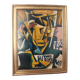 Mid 20th Century Cubist Portrait of Female Mixed-Media Painting