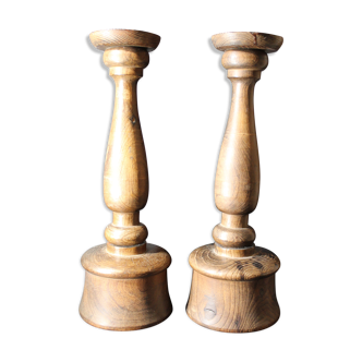 Pair of wooden candlesticks