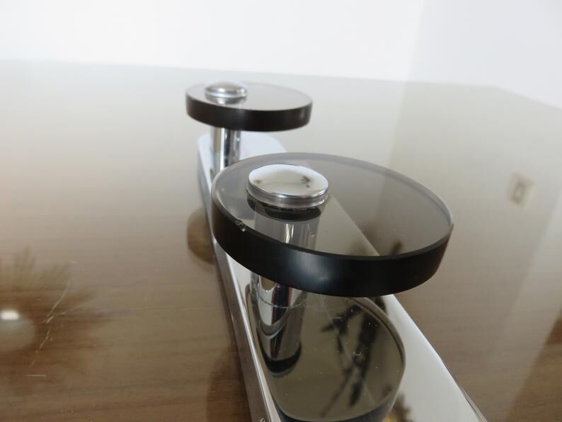 Fontana Arte chrome metal and smoked glass coat rack 70