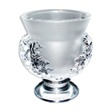 LALIQUE frosted crystal vase, Saint-Cloud model with acanthus leaves, 1950-1960
