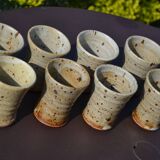 8 stoneware cups/mugs by Gustave Tiffoche