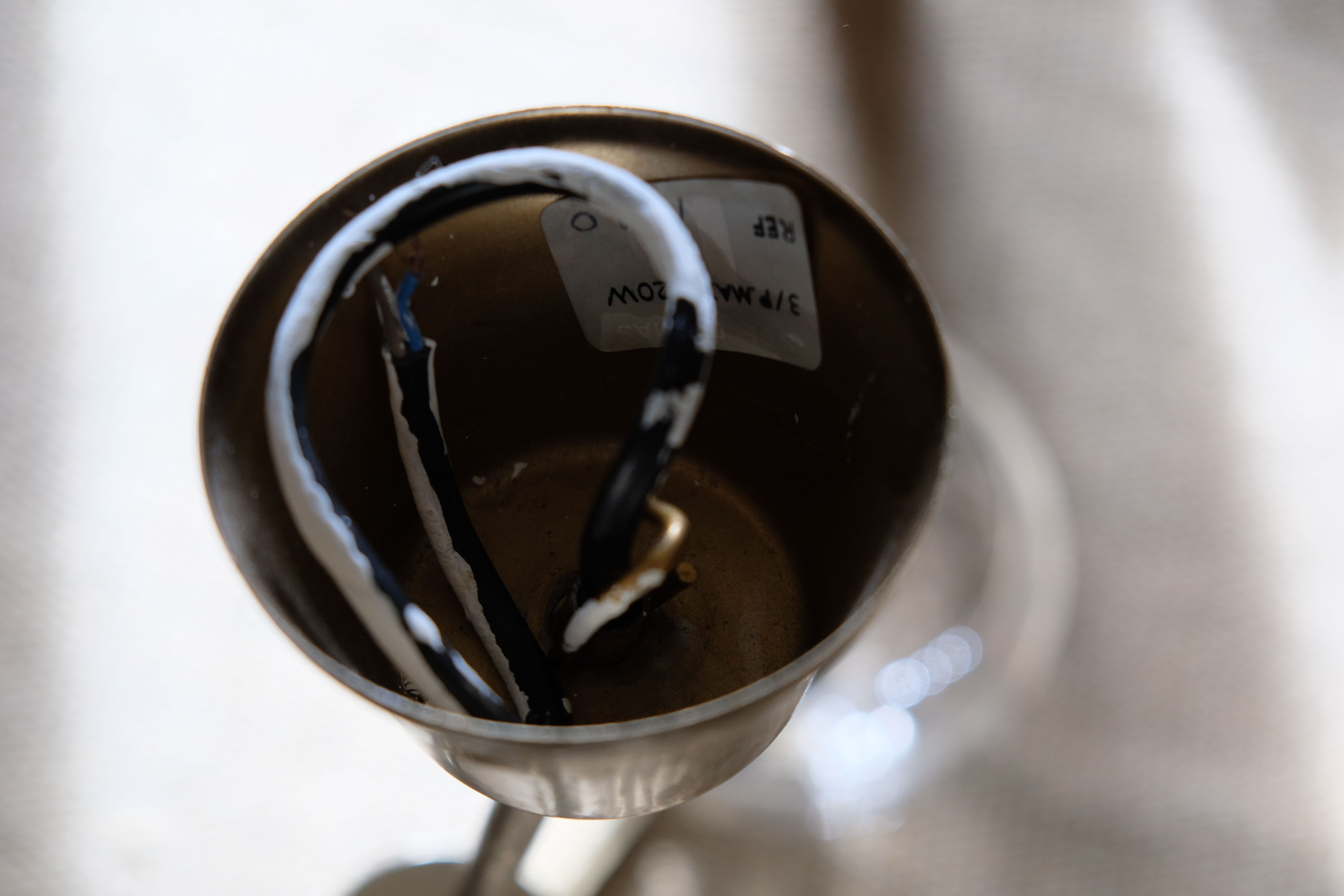 Smoky glass, brass and steel ceiling light