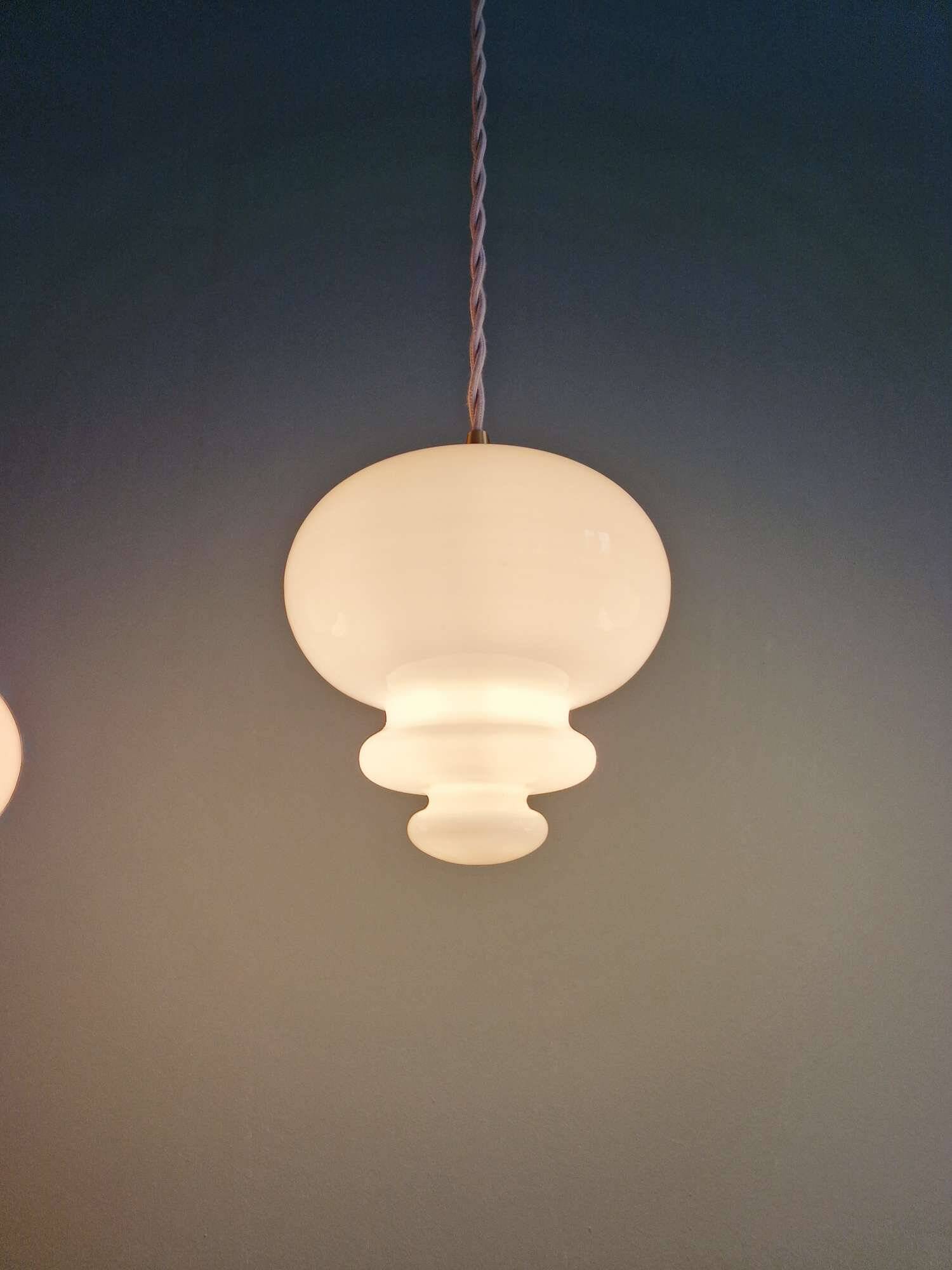 Scandinavian trio of suspensions in white opaline, 1960s