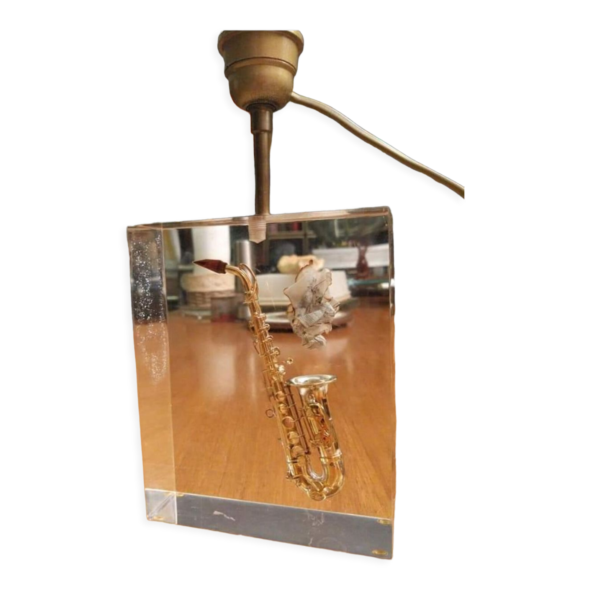 Fractal resin lamp base with inclusion by Pierre Giraudon circa 1970