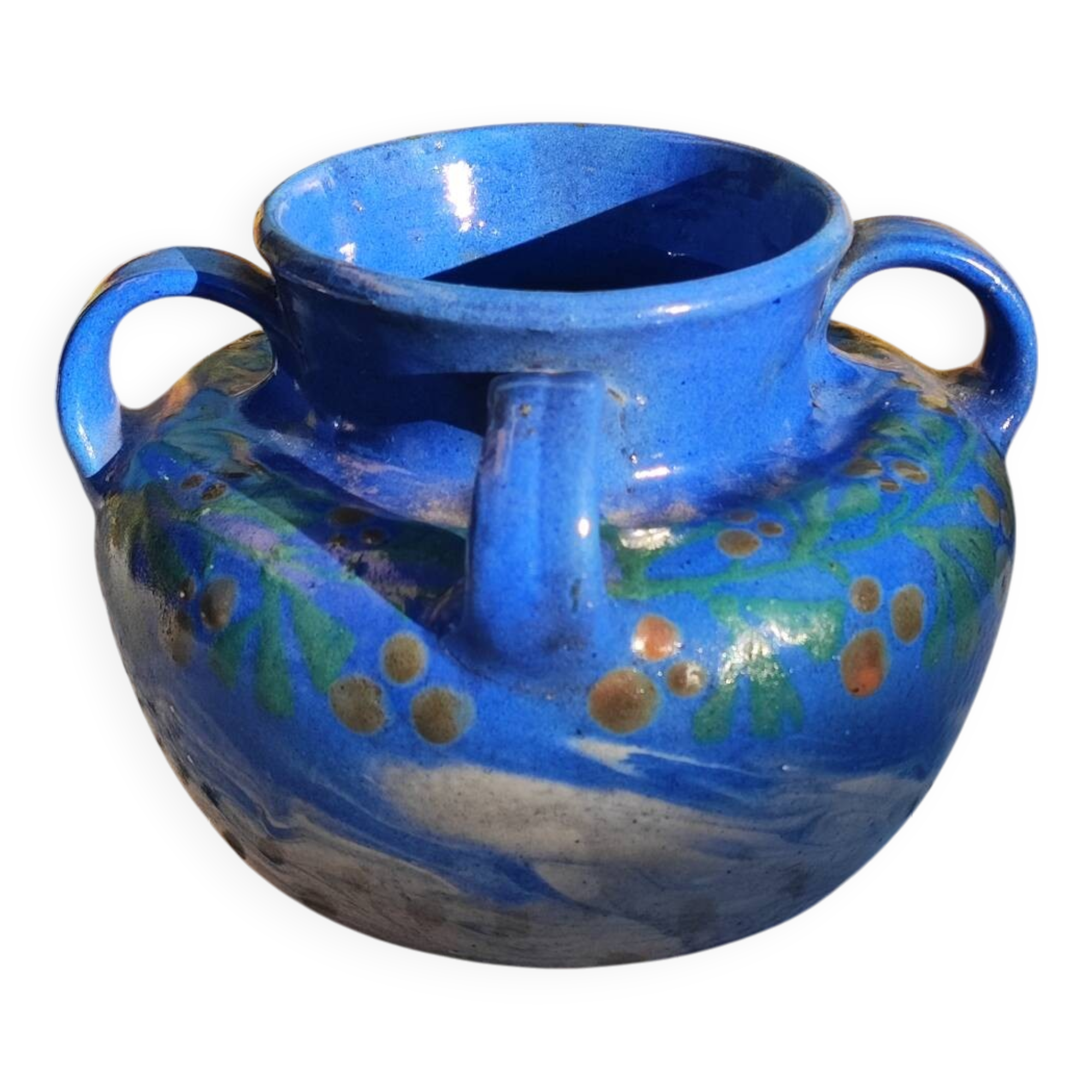 large vase with 4 handles Soufflenheim signed Elchinger