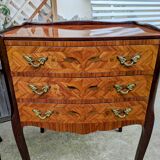 Old pair of large bedside tables in rosewood marquetry Louis XV Style
