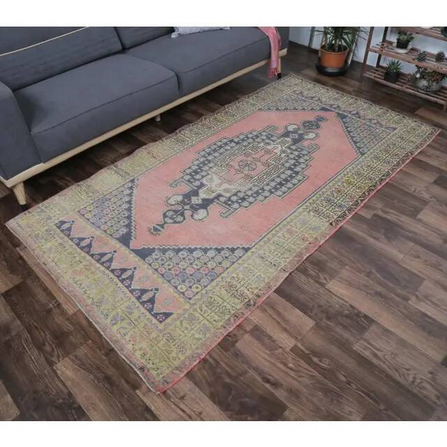 Vintage Turkish Oushak handmade wool runner rug 130x238