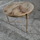 Brass and onyx pedestal table