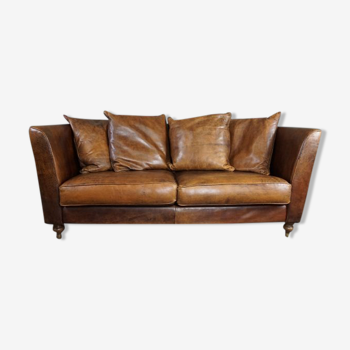 Contemporary classic sofa in sheepskin 2.5 seats