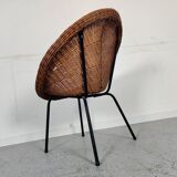 Vintage wicker and metal basket armchair, 60s/70s