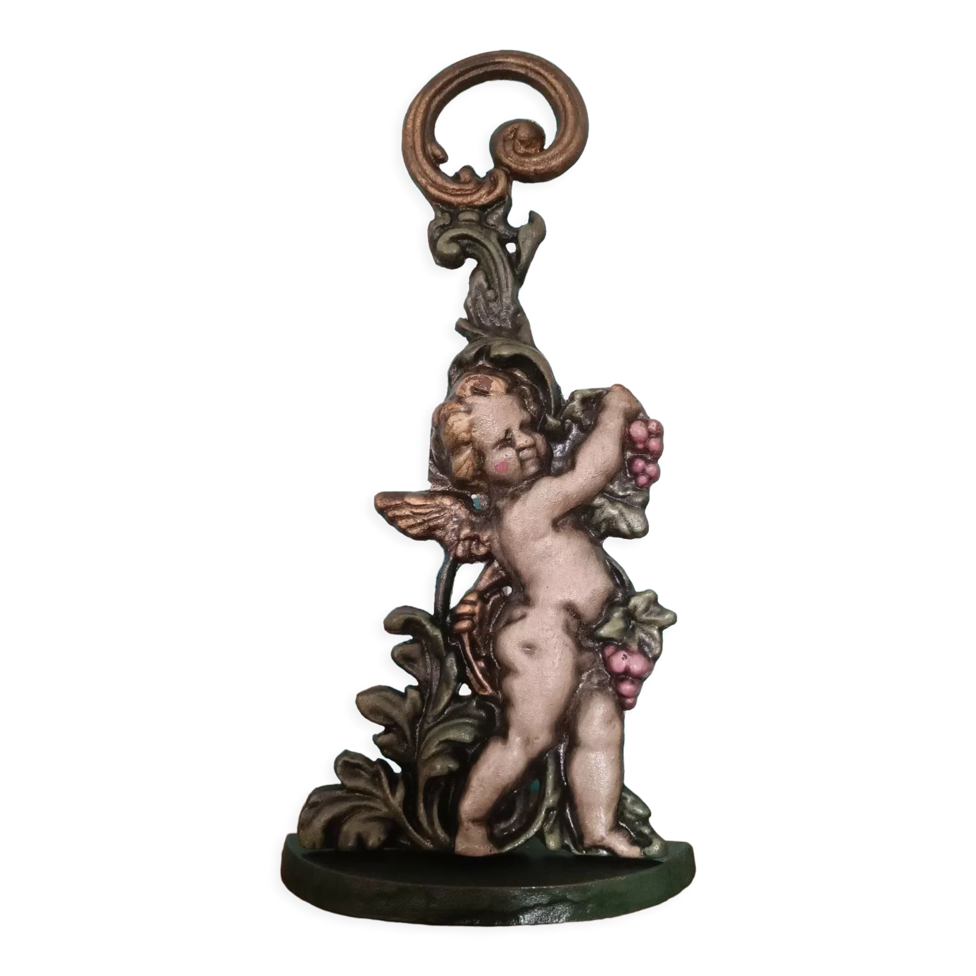 Cast iron door block cherub