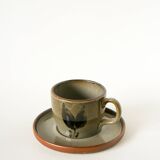 Large glazed stoneware lunch set, Beige Grey, 1970