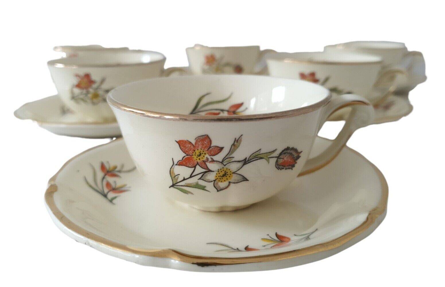 Saverne Céranord Saint Amand Semi Vitrified Tea Service 12 Pieces 1960s