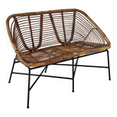 Italian mid century bamboo and iron 2-seater sofa, 1960s